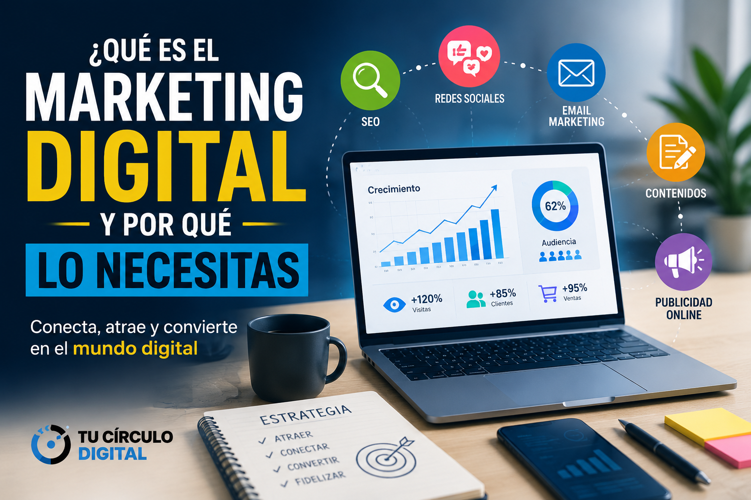 Qué es el marketing digital y por qué es importante para atraer clientes y crecer online.