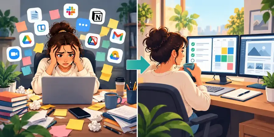 Antes y después de una diseñadora web autónoma que pasa de probar trucos sueltos a trabajar con GTD y Time Blocking