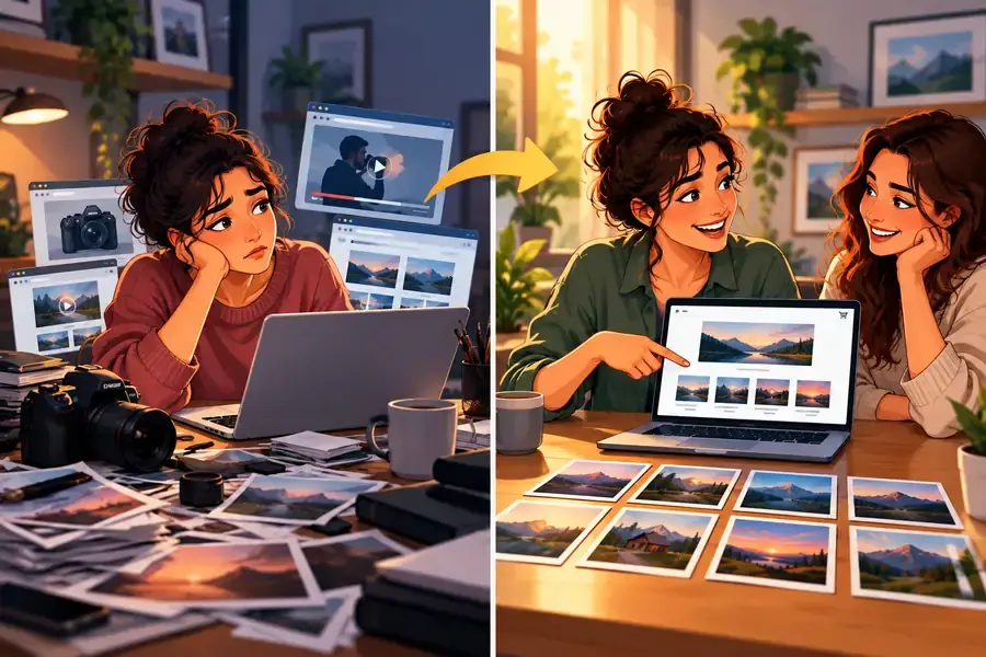 Antes y después de una fotógrafa que pasa de ver tutoriales sin avanzar a publicar su tienda online