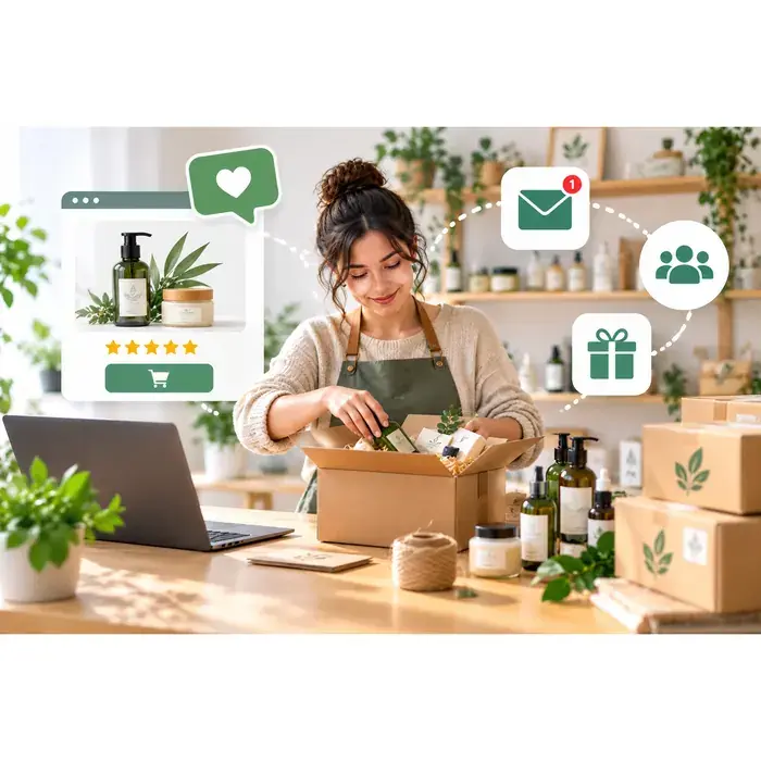 Pequeña tienda online de cosmética natural aplicando estrategias para fidelizar clientes.